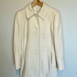 Cream/Winter White Wool Car Coat - Liz Claiborne - Size 8
